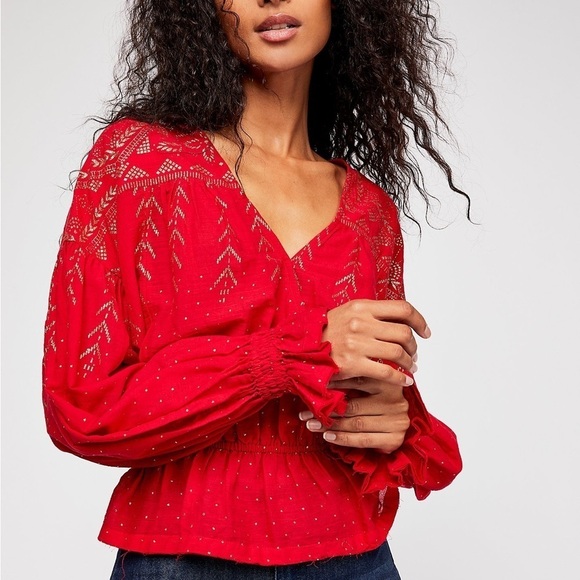 Free People RSVP Yes Counting Stars Glitter Cotton Top Size Medium - Picture 1 of 12